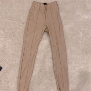 Pleather Tan Skinny Pants